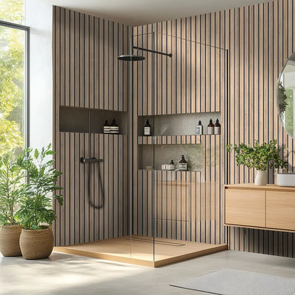 DuraPanel 5000 Bleached Oak Wood-Slat-Effect Shower Panel | 2420 × 585 × 11mm