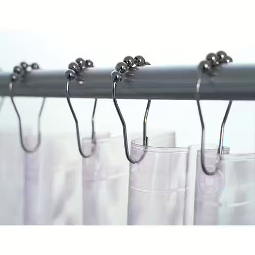 Euroshowers Metal Rollerball Shower Curtain Rings | Pack of 12 | Chrome