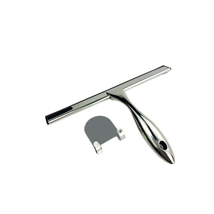 Euroshowers Shower Squeegee & Scraper | Chrome & Matt Black | 25cm Silicone Blade