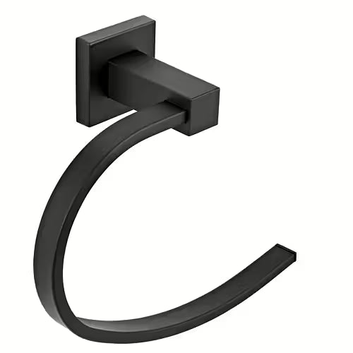 Euroshowers Square Towel Ring | Matt Black or Chrome | Wall Mounted