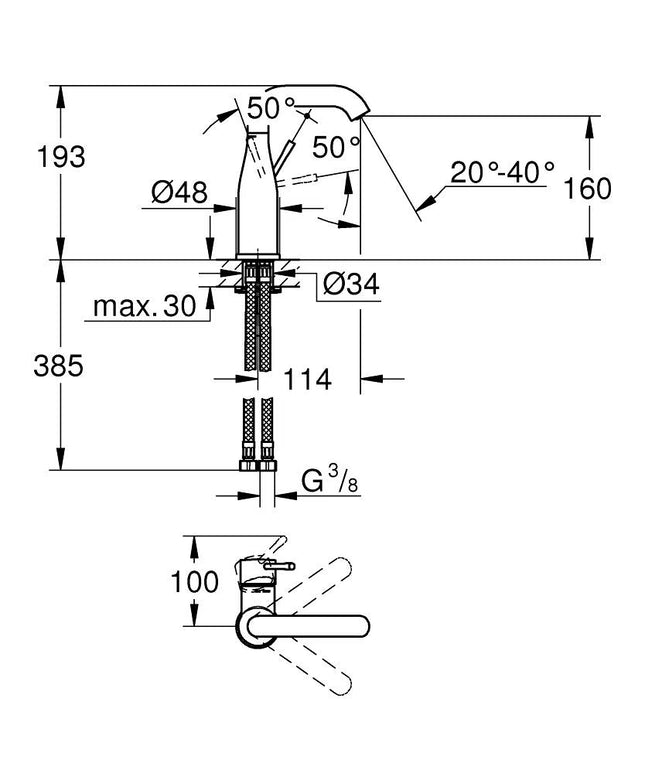 Grohe ESSENCE Basin mixer 1/2" M-Size