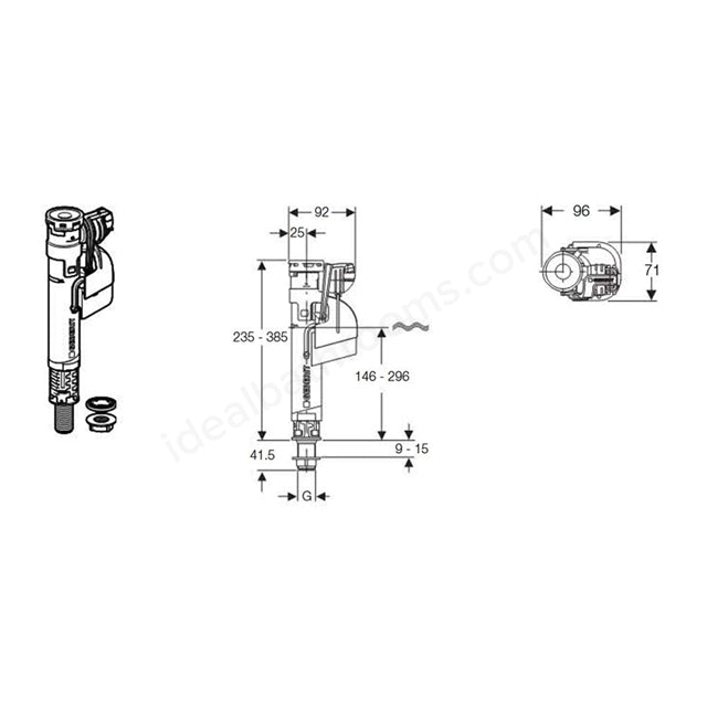 Geberit Type 360 Fill Valve — Bottom Entry G½" | For Ceramic & Exposed Cisterns