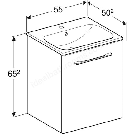 Geberit Selnova Square S 550mm Wall Hung Vanity Unit with Slim Basin - White High Gloss