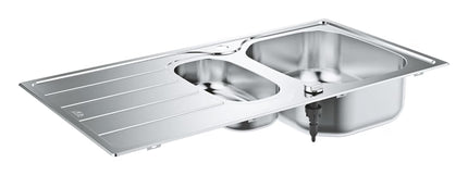Grohe K300 Stainless Steel 1.5 Bowl Sink with Drainer & Automatic Waste