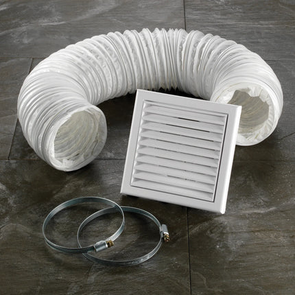 HIB Ventilation Accessory Kit - 3m Ducting with White or Brown Grille White