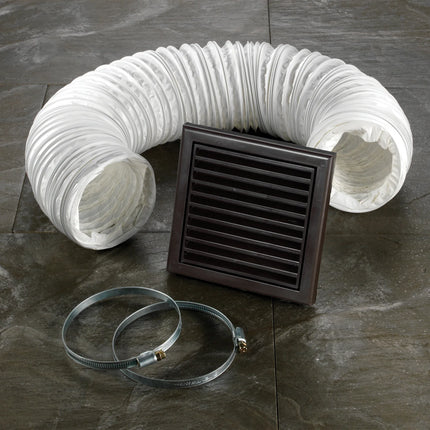 HIB Ventilation Accessory Kit - 3m Ducting with White or Brown Grille Brown