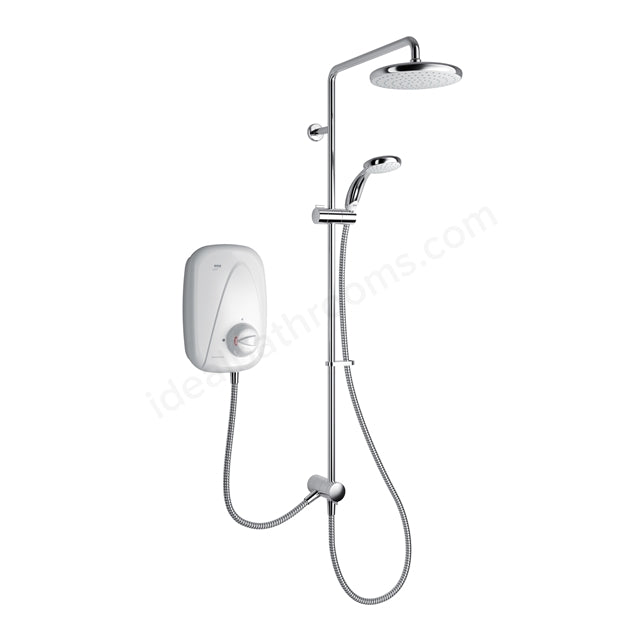 Mira Vigour Thermostatic Dual Outlet Power Shower – White/Chrome