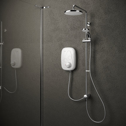 Mira Vigour Thermostatic Dual Outlet Power Shower – White/Chrome