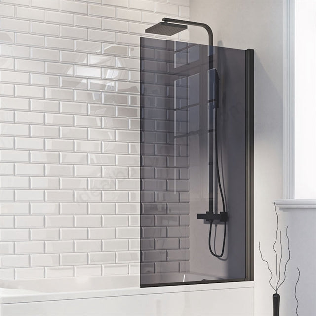 Scudo S6 Square Edge Folding Bath Screen - Matt Black | 800 x 1400mm | 6mm Toughened Glass | Lifetime Guarantee