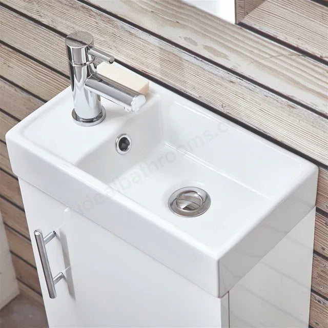 Scudo Lanza 390mm Floorstanding Vanity Unit & Basin - White High Gloss