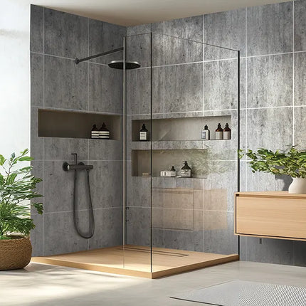DuraPanel 5000 Gunmetal Shimmer Textured Tile-Effect Shower Panel | 2420 × 600 × 11mm