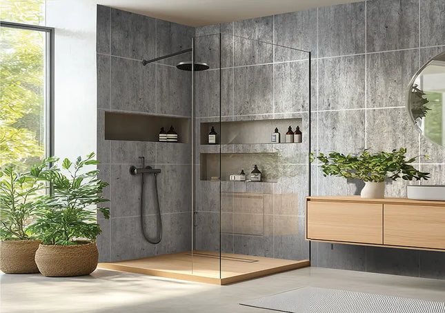 DuraPanel 5000 Gunmetal Shimmer Textured Tile-Effect Shower Panel | 2420 × 600 × 11mm