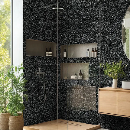 DuraPanel 5000 Black Sparkle Gloss Shower Wall Panel | T&G or Square Edge