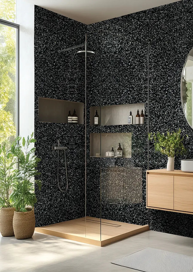 DuraPanel 5000 Black Sparkle Gloss Shower Wall Panel | T&G or Square Edge