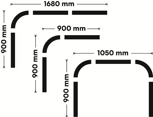 Euroshowers 22mm Aluminium Shower Curtain Tube Track | Chrome or White | Corner Bath Rail