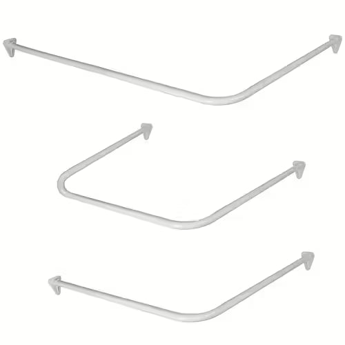 Euroshowers 22mm Aluminium Shower Curtain Tube Track | Chrome or White | Corner Bath Rail