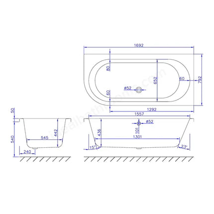 Carron Status 1700 x 800mm Right/Left Hand Bath