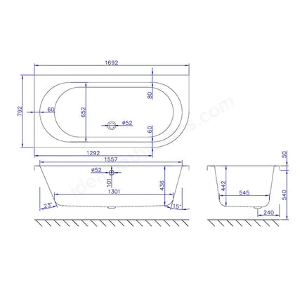 Carron Status 1700 x 800mm Right/Left Hand Bath
