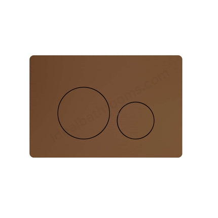 Brown rectangular mat with two circular cutouts on a white background