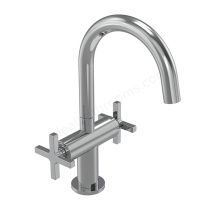Tavistock Cohort Cross Head Basin Mixer Tap - Twin Handle with Click Waste - 3 Finishes Chrome