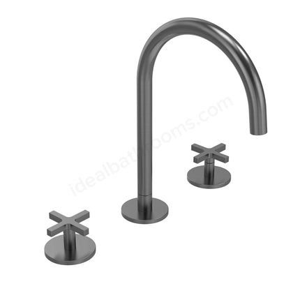 Tavistock Cohort Cross Head 3 Hole Basin Mixer Tap - Twin Handle - 3 Finishes Gunmetal