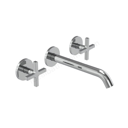 Tavistock Cohort Cross Head Wall Mounted Basin Mixer Tap - Twin Handle - 3 Finishes Chrome