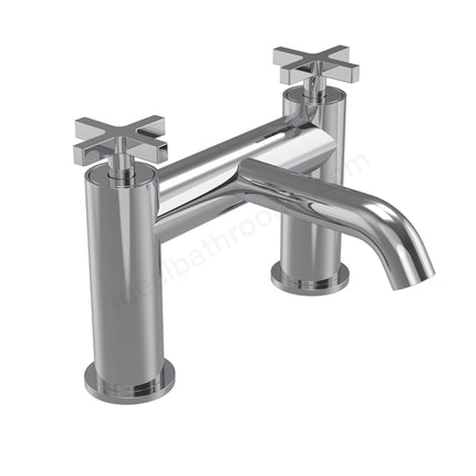 Tavistock Cohort Cross Head Deck Mounted Bath Filler Tap - Twin Handle - 3 Finishes Chrome