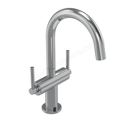 Tavistock Cohort Lever Basin Mixer Tap - Twin Handle with Click Waste - 3 Finishes Chrome
