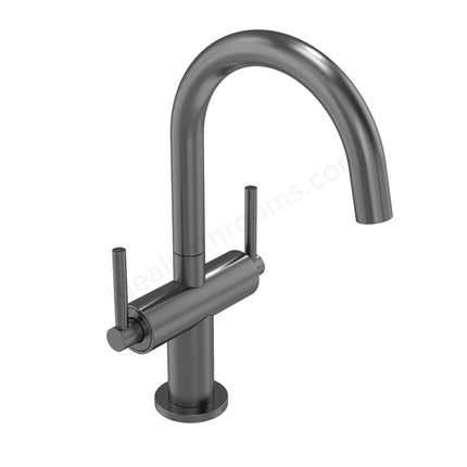 Tavistock Cohort Lever Basin Mixer Tap - Twin Handle with Click Waste - 3 Finishes Gunmetal