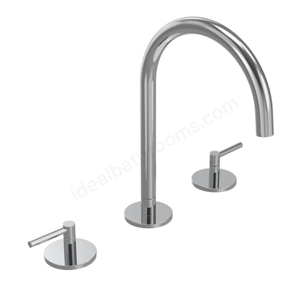 Tavistock Cohort Lever 3 Hole Basin Mixer Tap - Twin Handle with Click Waste - 3 Finishes Chrome
