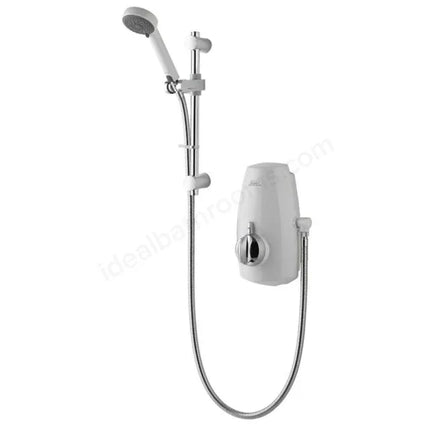 Aqualisa AQUASTREAM Thermostatic Power Shower for Low Pressure Systems Adjustable Head White Chrome