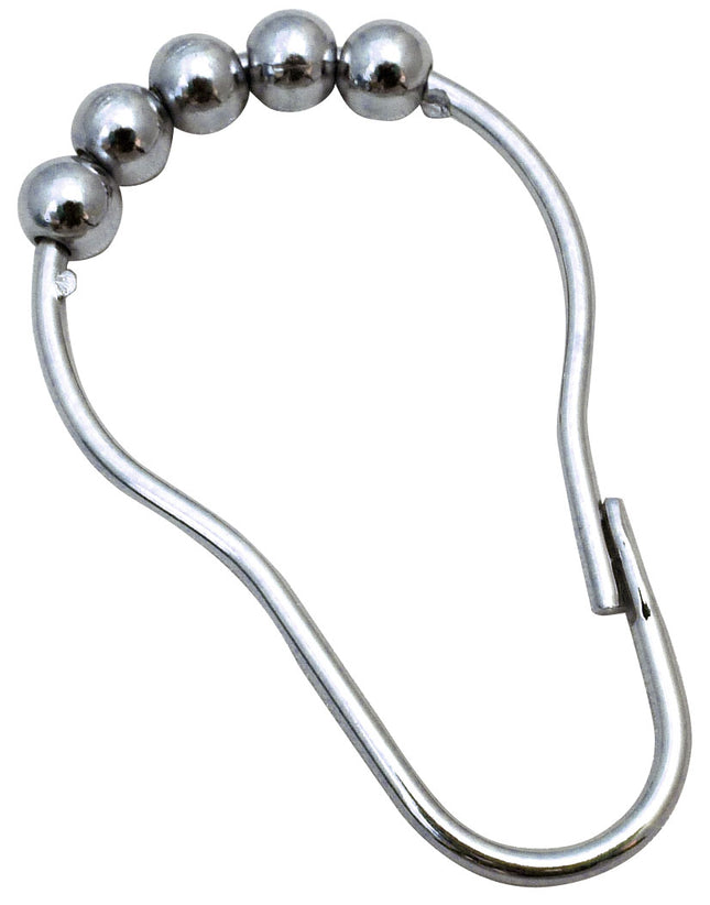Euroshowers Metal Rollerball Shower Curtain Rings | Pack of 12 | Chrome
