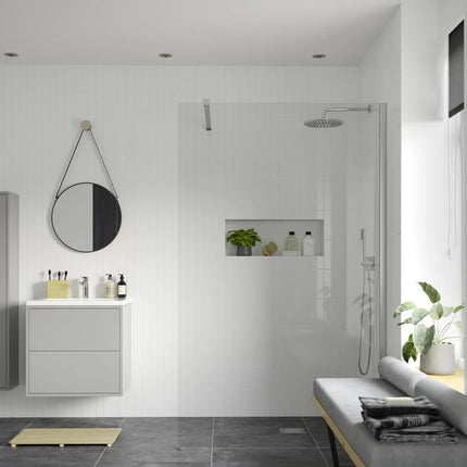 RefleXion Iconix Chrome Wetroom Panel & Support Bar | 8mm Glass | 9 Sizes