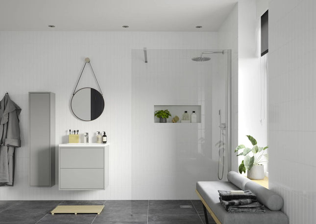 RefleXion Iconix Chrome Wetroom Panel & Support Bar | 8mm Glass | 9 Sizes