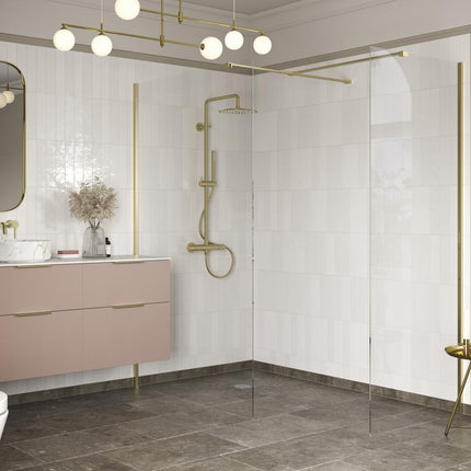 RefleXion Iconix Brushed Brass Wetroom Side Panel & Arm | 8mm Glass | 5 Sizes