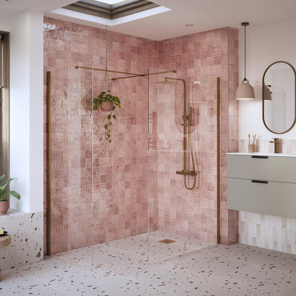 RefleXion Iconix Brushed Bronze Wetroom Side Panel & Arm | 8mm Glass | 5 Sizes