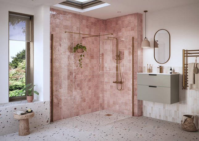 RefleXion Iconix Brushed Bronze Wetroom Side Panel & Arm | 8mm Glass | 5 Sizes