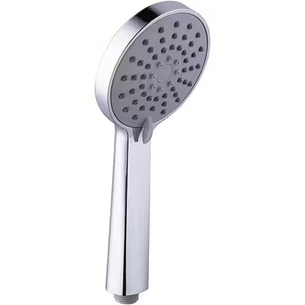 Chrome shower head on a white background