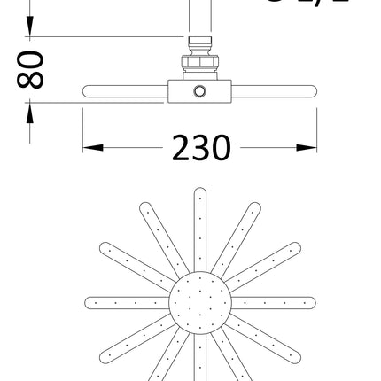 Hudson Reed Starburst Fixed Shower Head | 230mm Chrome Brass