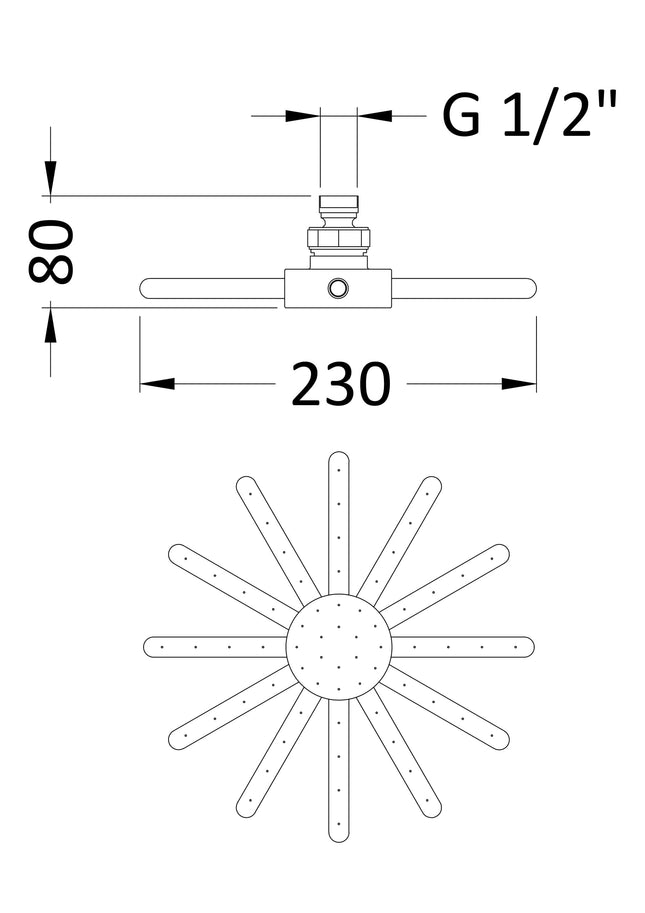 Hudson Reed Starburst Fixed Shower Head | 230mm Chrome Brass