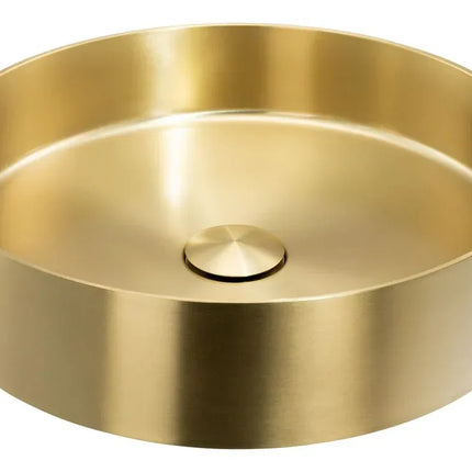Abode Iox 375mm Round Stainless Steel Basin - PVD Brushed Brass