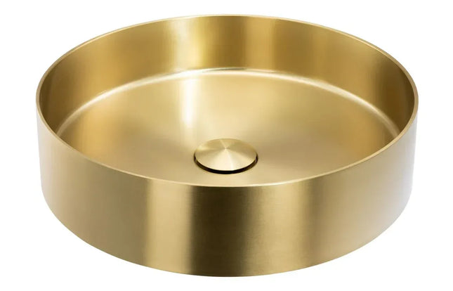 Abode Iox 375mm Round Stainless Steel Basin - PVD Brushed Brass
