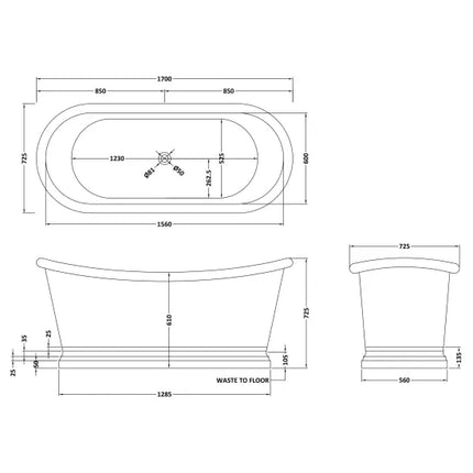 BC Designs Boat Bath 1700mm Freestanding | Copper Finish