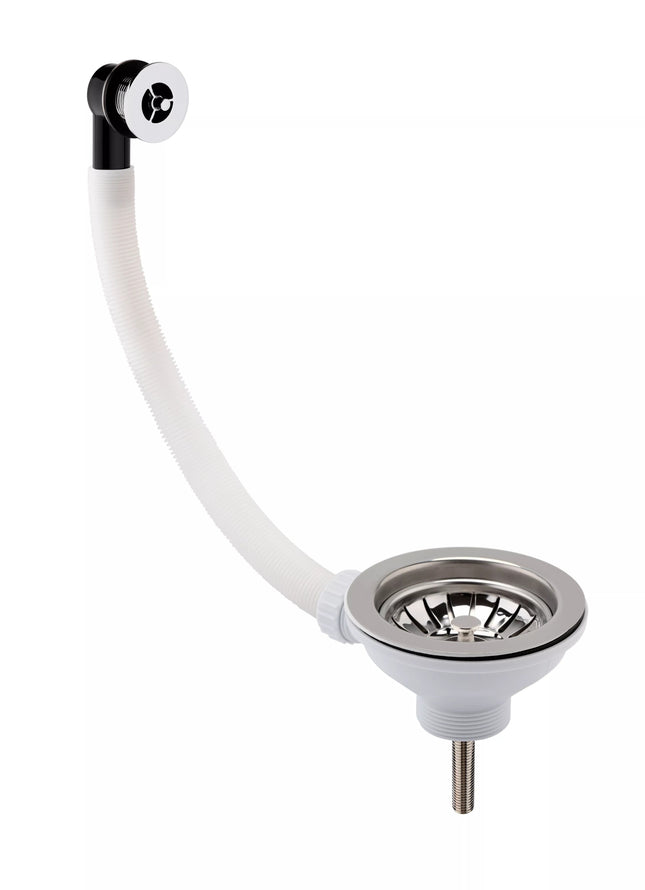 90mm Basket Strainer Waste for Fireclay Sinks with Overflow – Chrome, Brushed Brass & Brushed Pewter | BC Sanitan