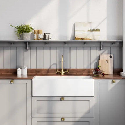 Nuie Fireclay Belfast Sink | 895mm | White | Integrated Overflow | 10-Year Guarantee
