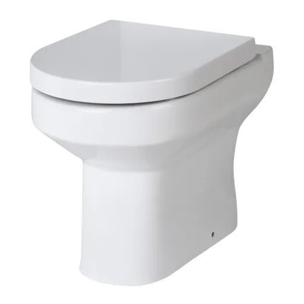 Hudson Reed Round Back to Wall Toilet Pan | 370mm | 410mm High | Soft-Close Seat Included