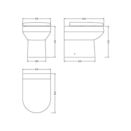 Hudson Reed Round Back to Wall Toilet Pan | 370mm | 410mm High | Soft-Close Seat Included