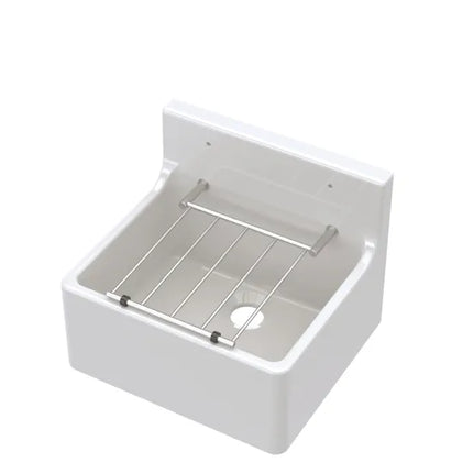 Nuie Traditional Fireclay Cleaner Sink | 455mm | White | Grid Included | 10-Year Guarantee