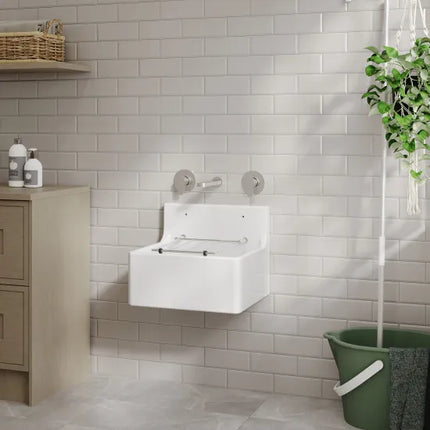 Nuie Traditional Fireclay Cleaner Sink | 455mm | White | Grid Included | 10-Year Guarantee
