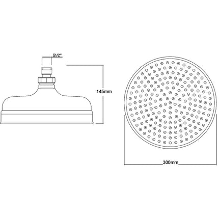 BC Sanitan 8" Traditional Fixed Shower Head | Brushed Nickel